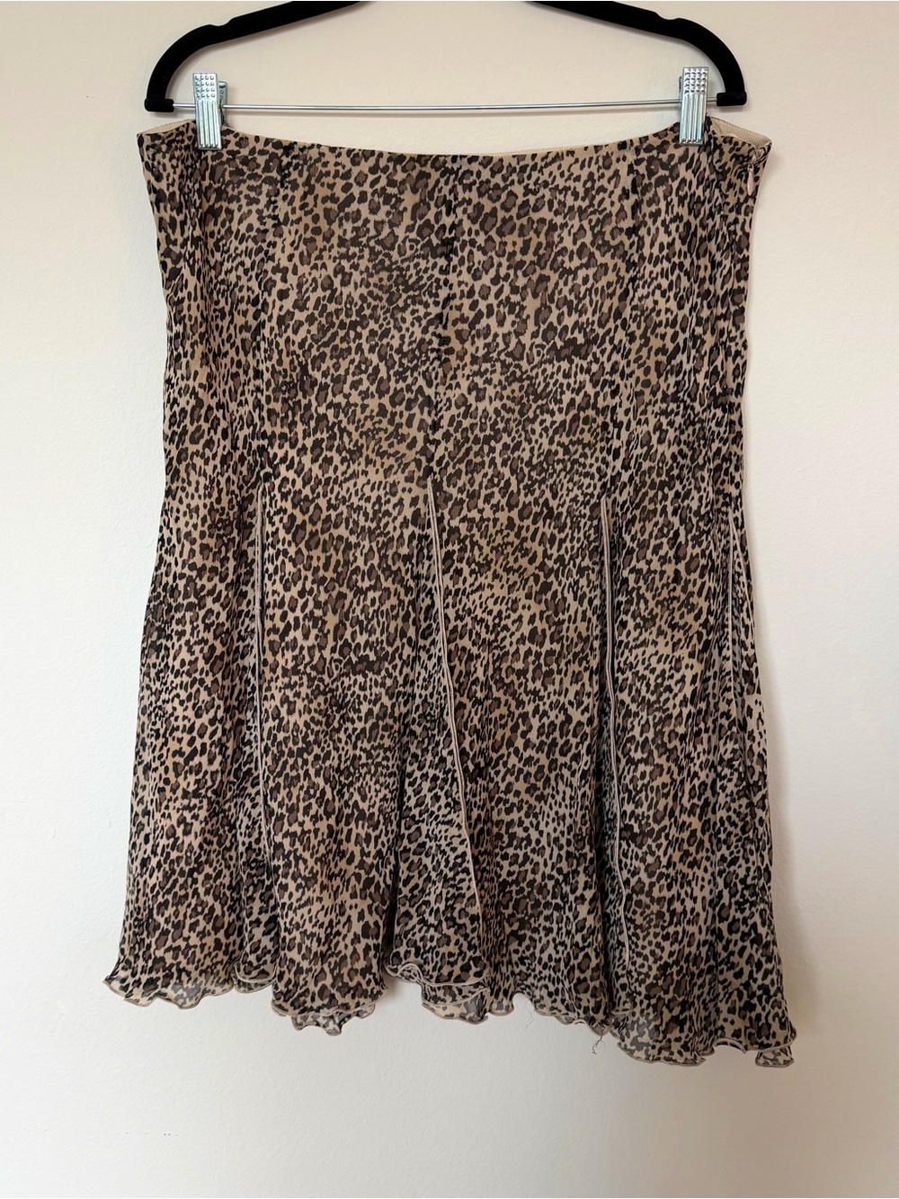 Y2K Silk Animal Print Midi Skirt Size Large. Dana Buchman Leopard Print